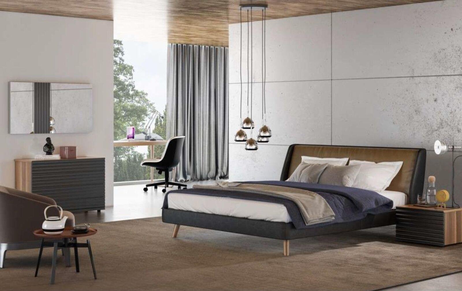 Bedroom set Bed frame Bedside tables Chest of drawers Mirror Wooden furniture
