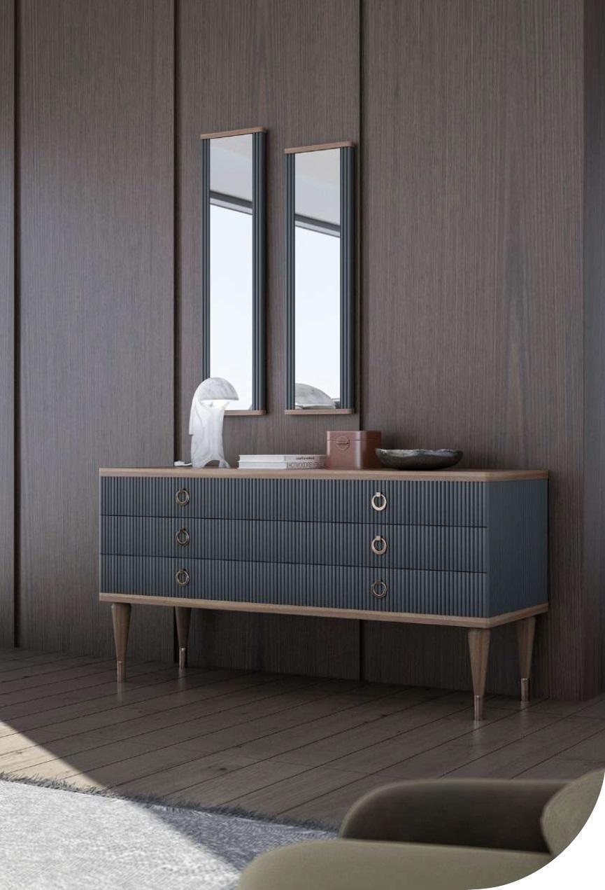 Designer chest of drawers Natural Walnut- Matt Anthracite