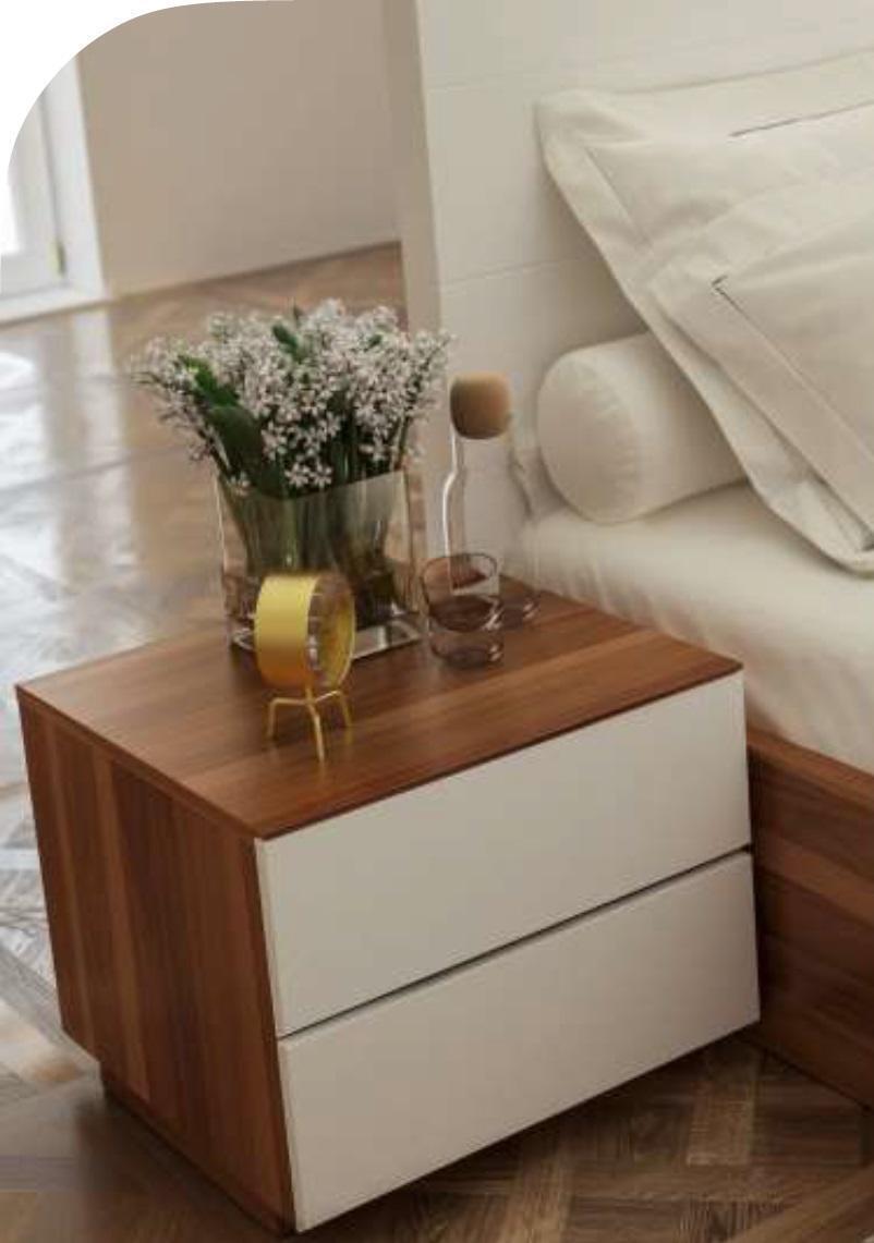 Brown bedroom bedside table Modern real wood bedroom furniture New