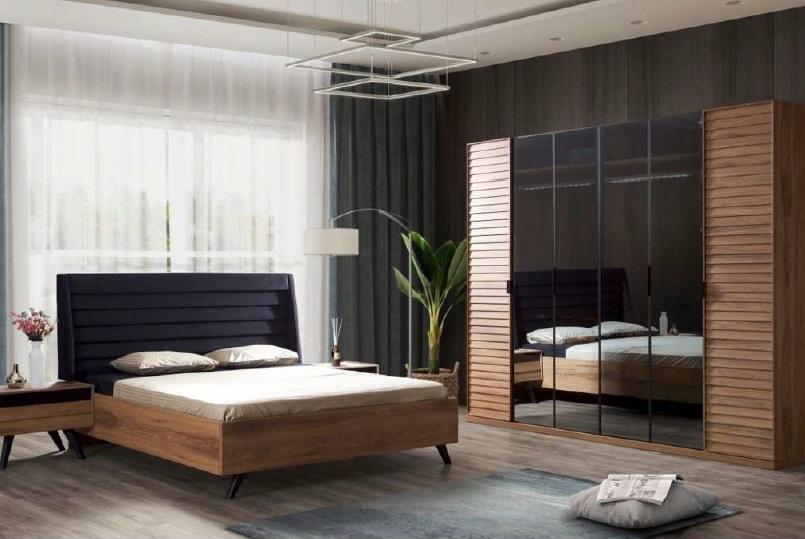 Black Brown Bed Frame Double Bed Bedroom Furniture Designer Bed