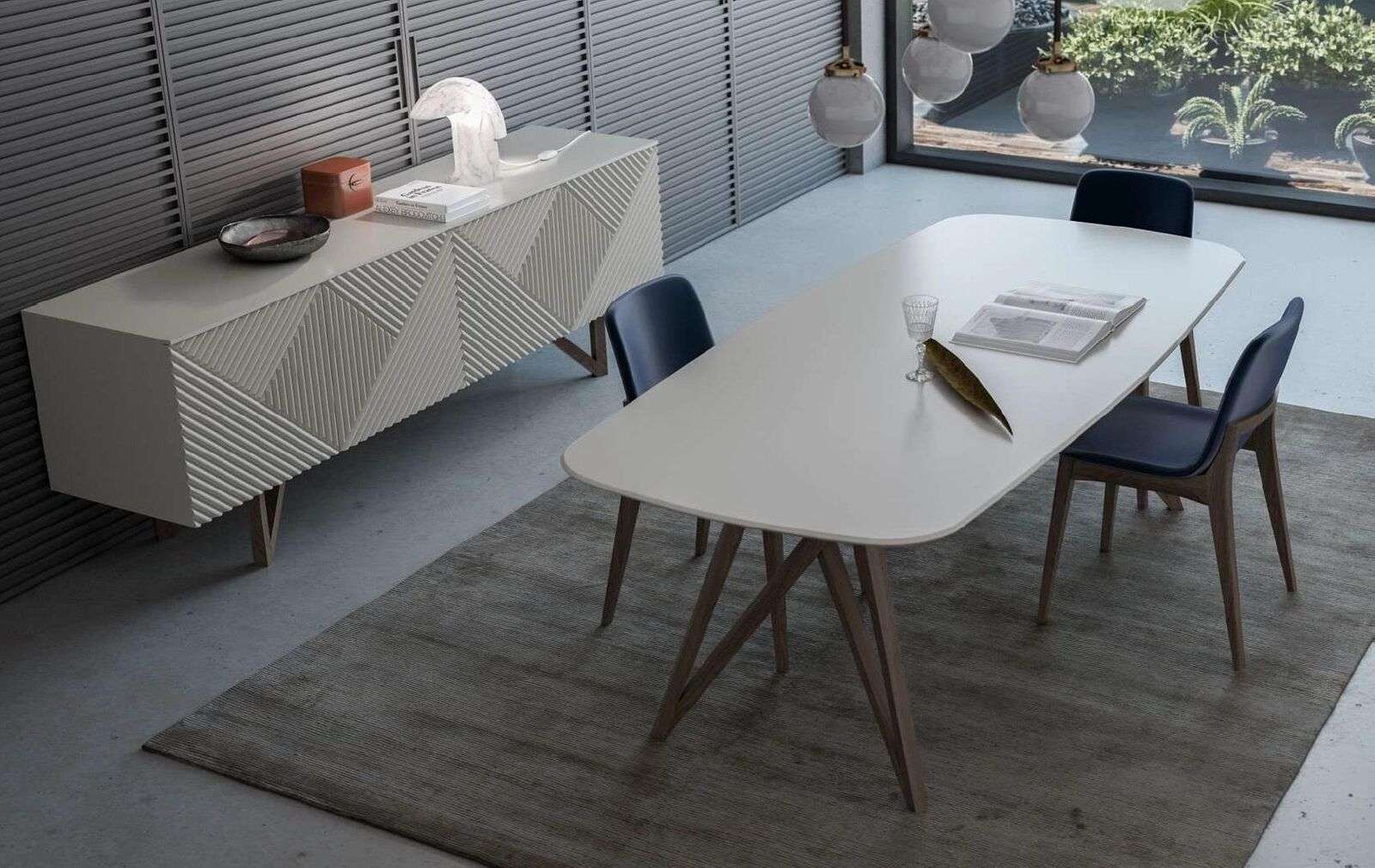 Dining room set Modern dining room set White sideboard with storage space