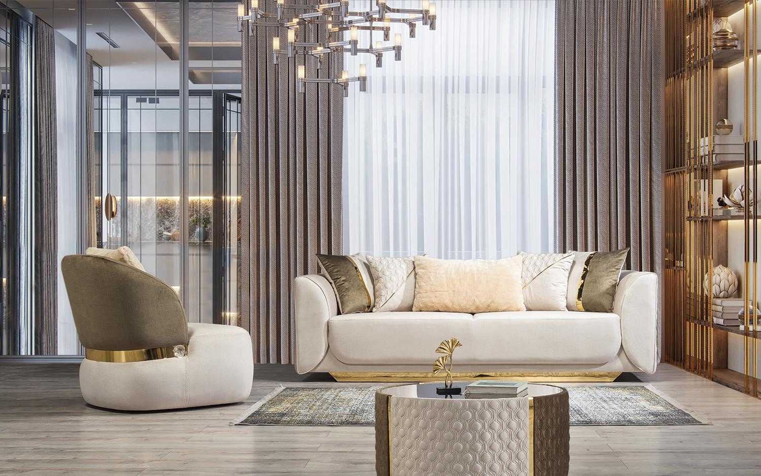 Living Room Set Modern Three Seater Armchair Coffee Table Luxury Seat Set
