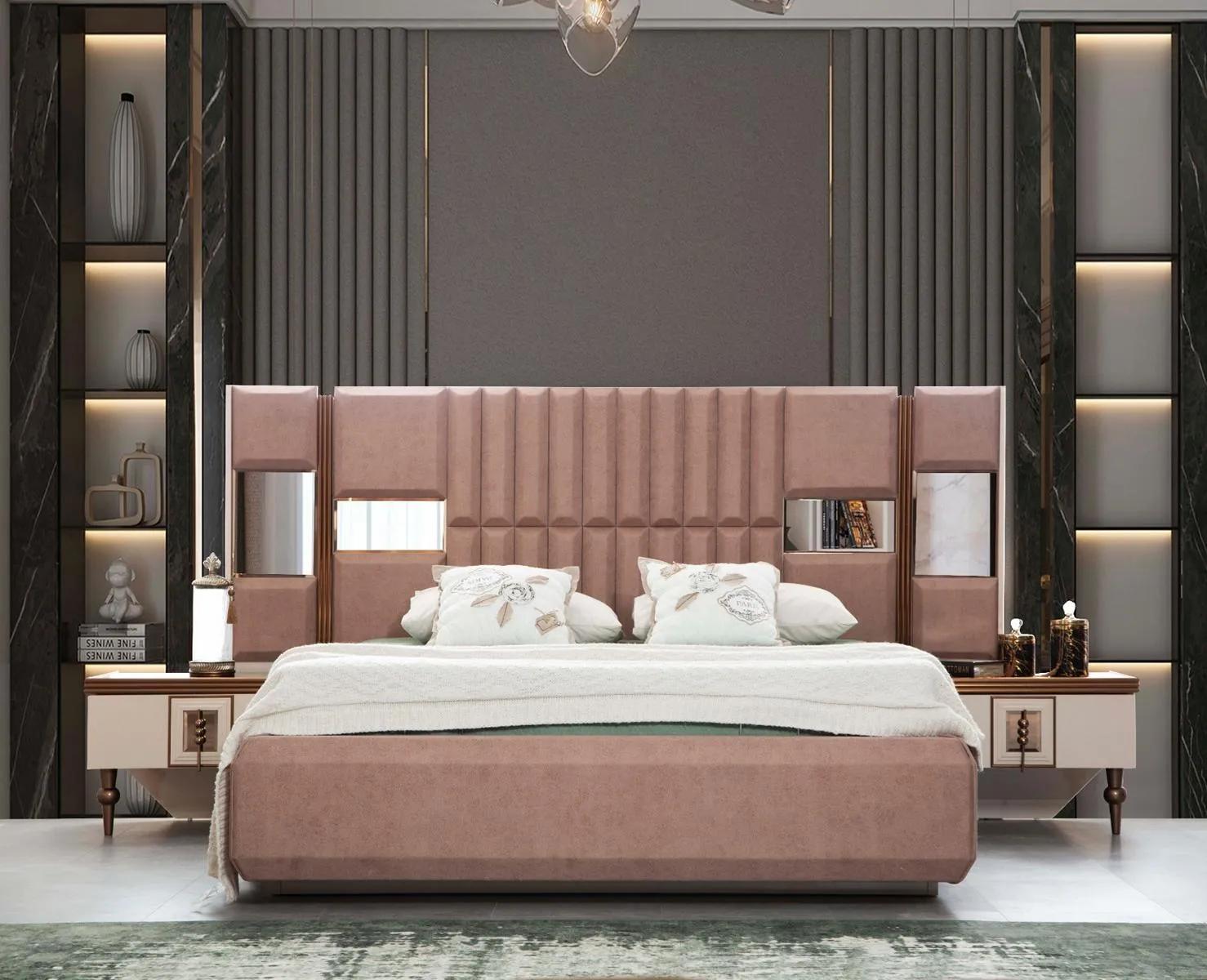 Luxury bed bedroom Italian furniture Novel material wood