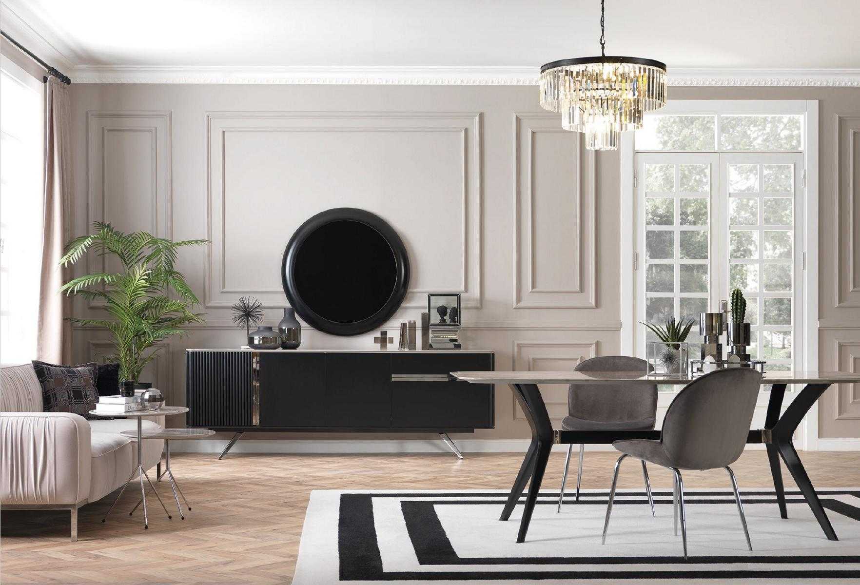 Luxury Loft Design Dining Room Set Furniture Table Dresser 4x Chairs