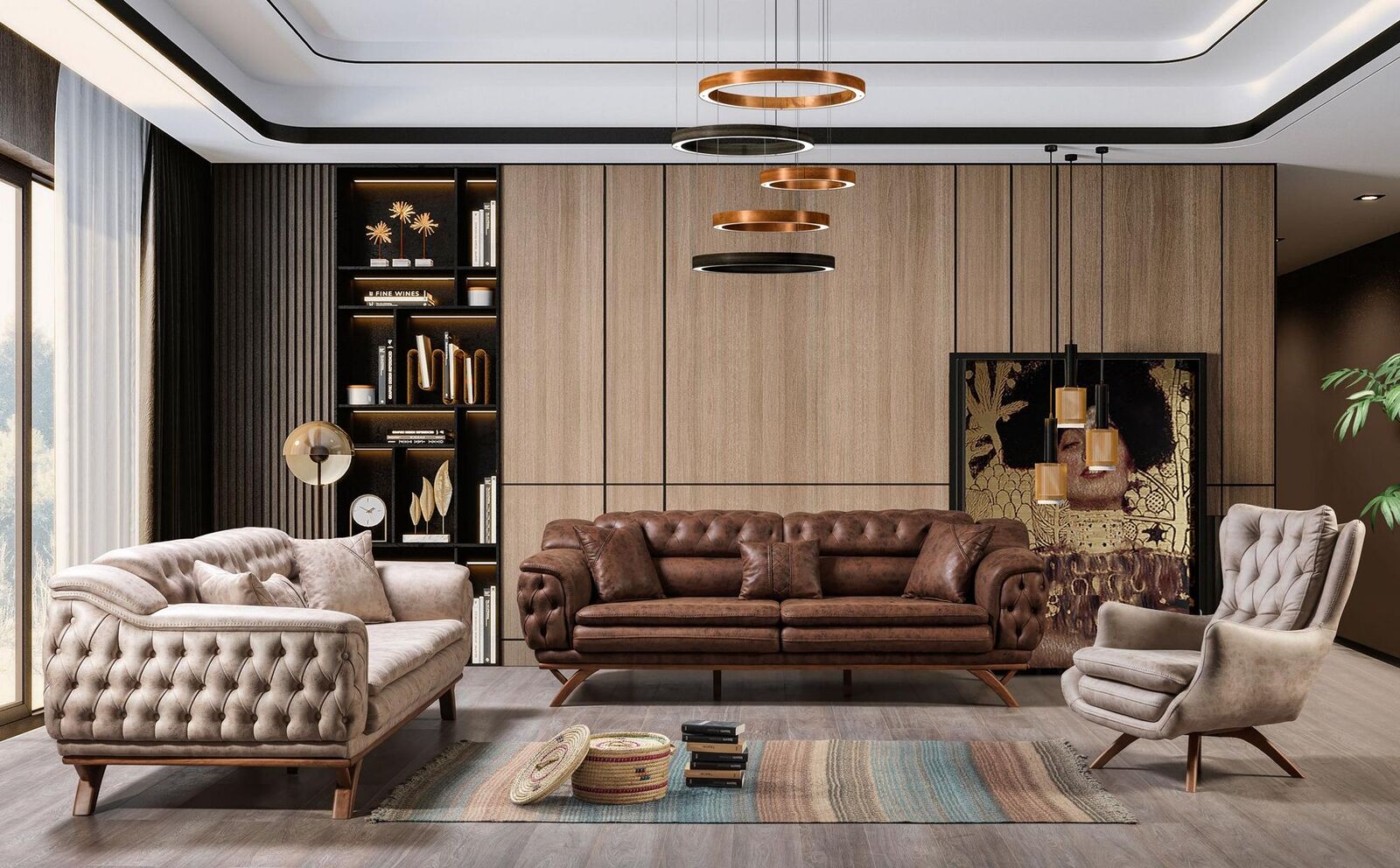 Sofa Set 3 3 1 Seater Furniture Set Design Sofas Faux Leather Chesterfield