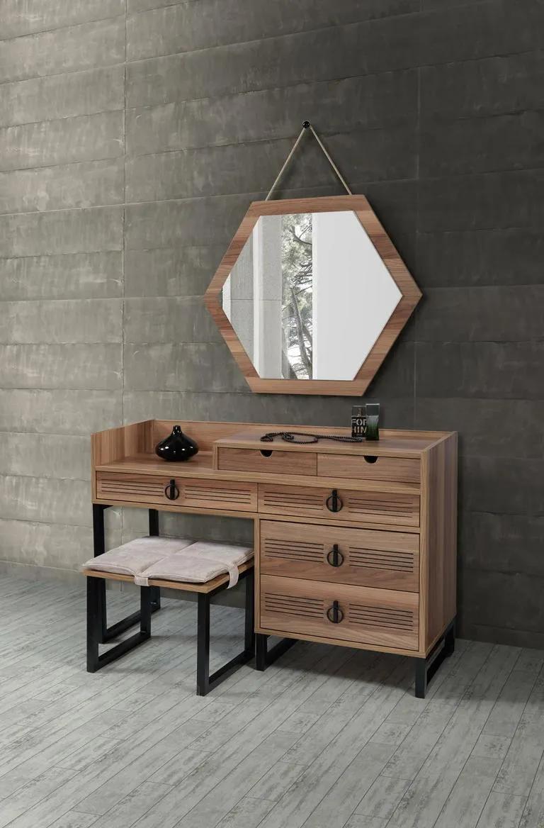 Bedroom mirror chest of drawers wood modern design luxury brown