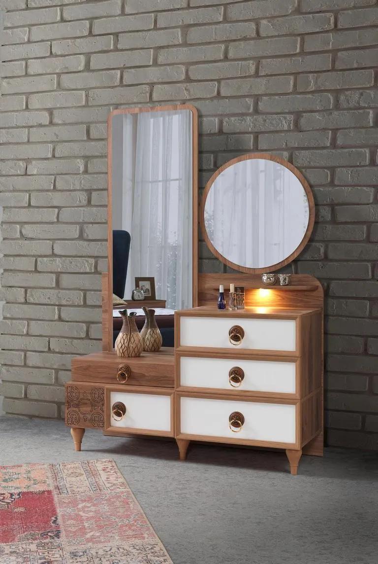 Bedroom chest of drawers with mirror wood furniture luxury 2-piece set