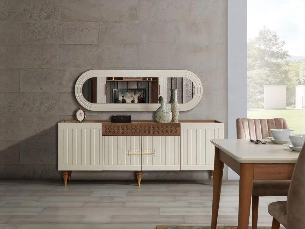 XXL sideboard chest of drawers 201cm with mirror 2-piece cabinet