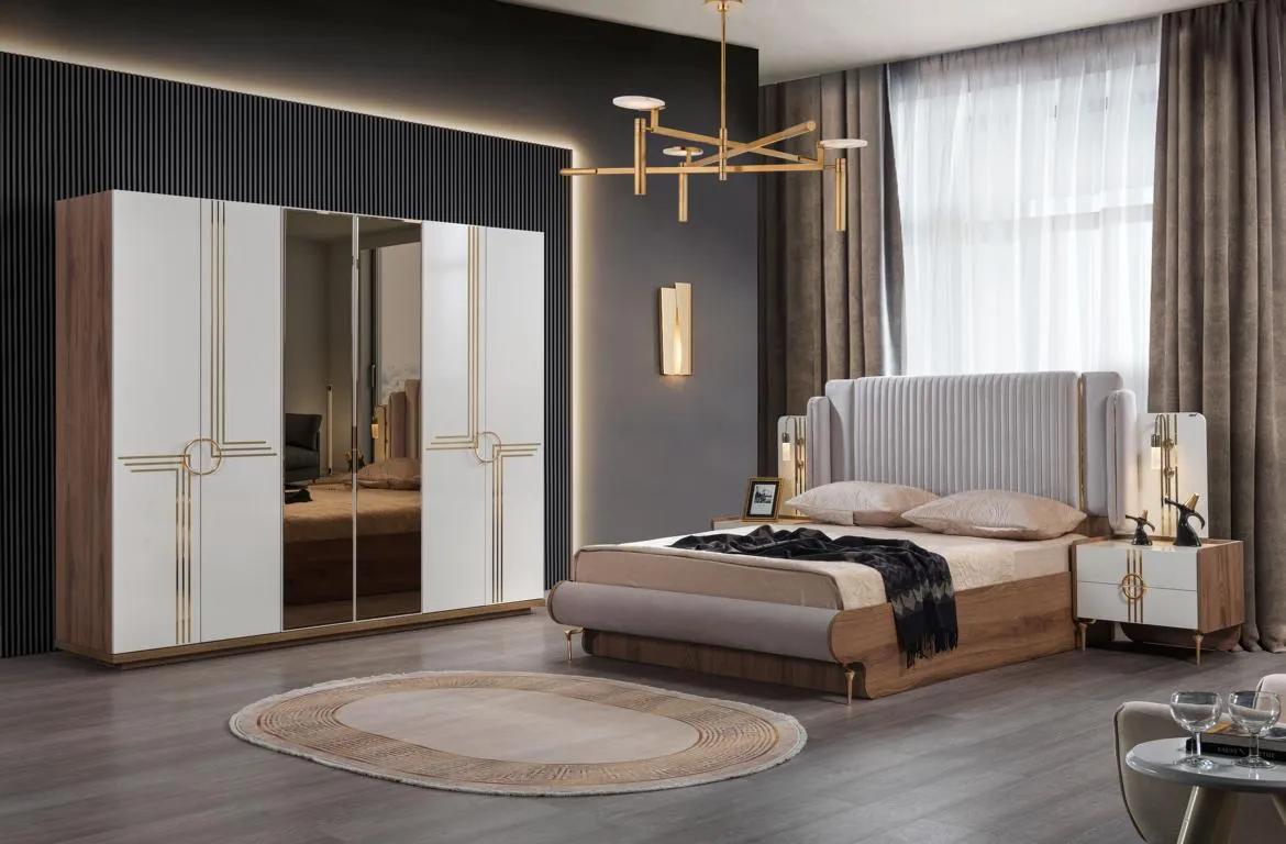Bedroom bed 2x bedside table closet 4-piece complete set