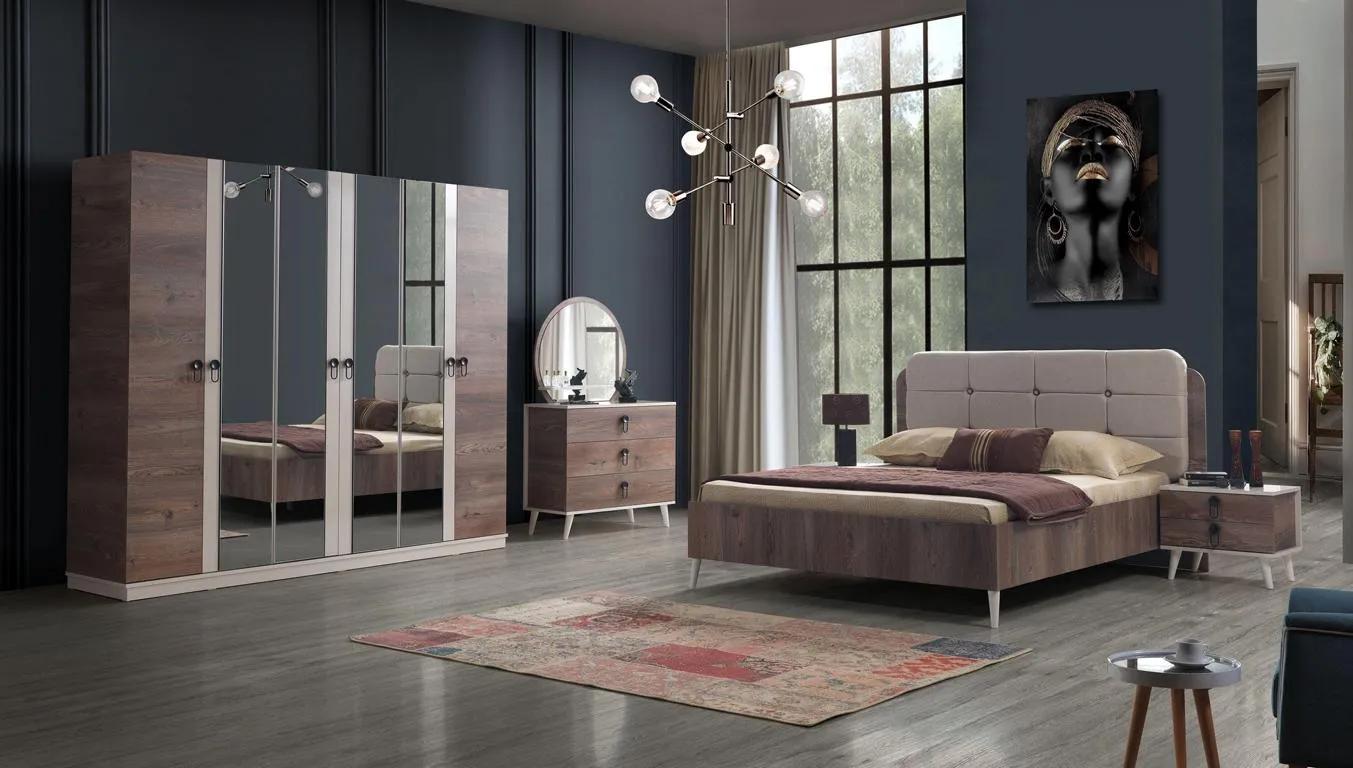 Bedroom complete set bed 2 x bedside table closet 5 pcs