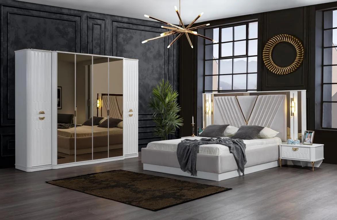 Bedroom set bed 2x bedside table closet wooden set 4 pcs.