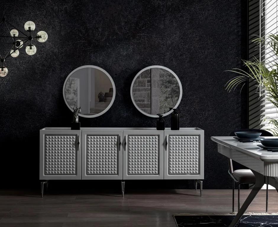 Gray sideboard cupboard shelf furniture mirror chests of drawers 3pcs
