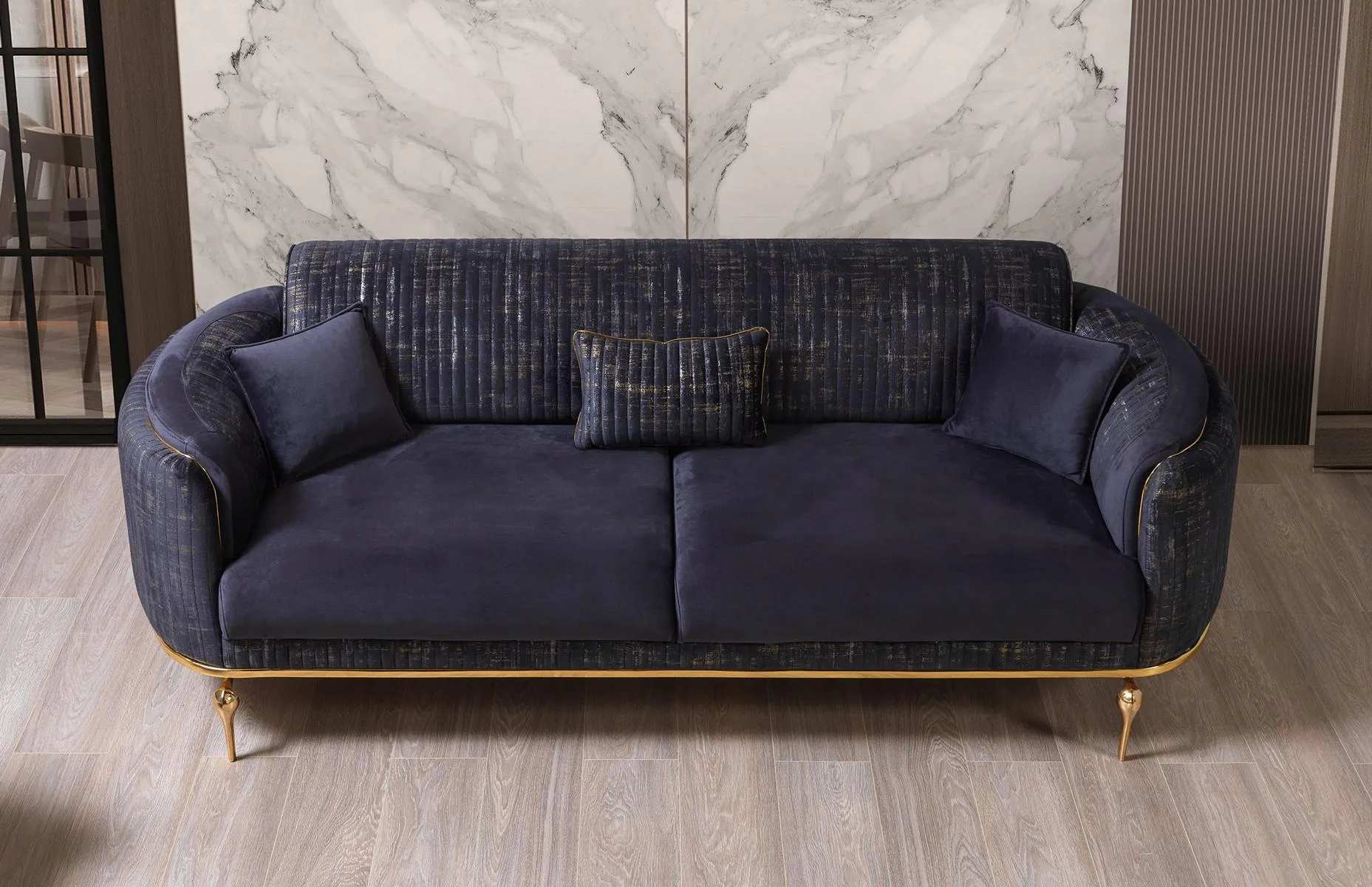Living room sofa 3 seater blue furniture luxury couches xxl furniture