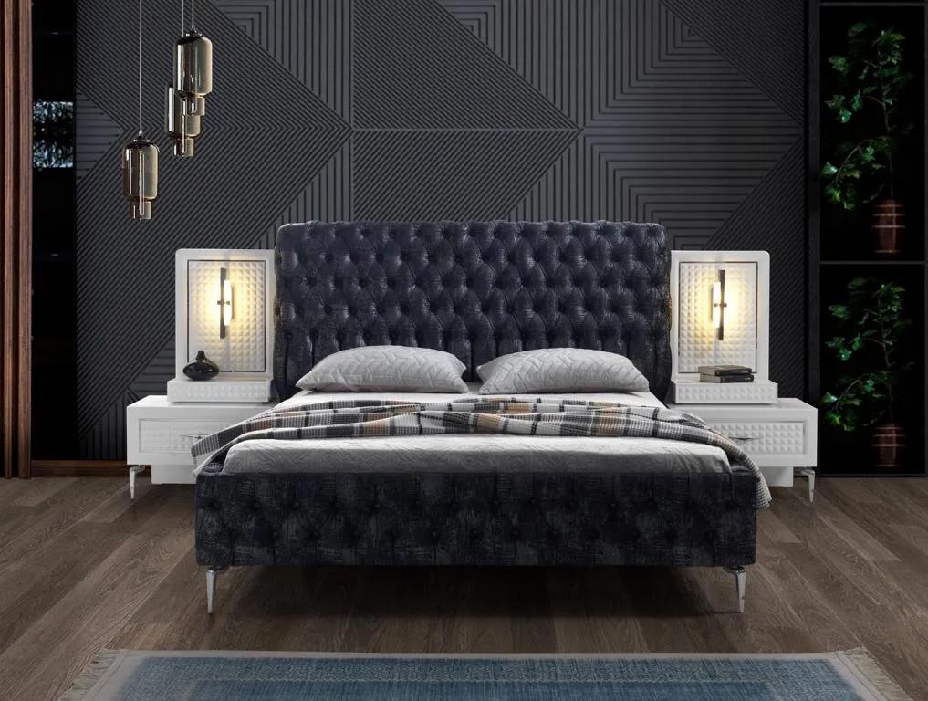 Bedroom Bed Chesterfield Upholstered Design Double Beds Black