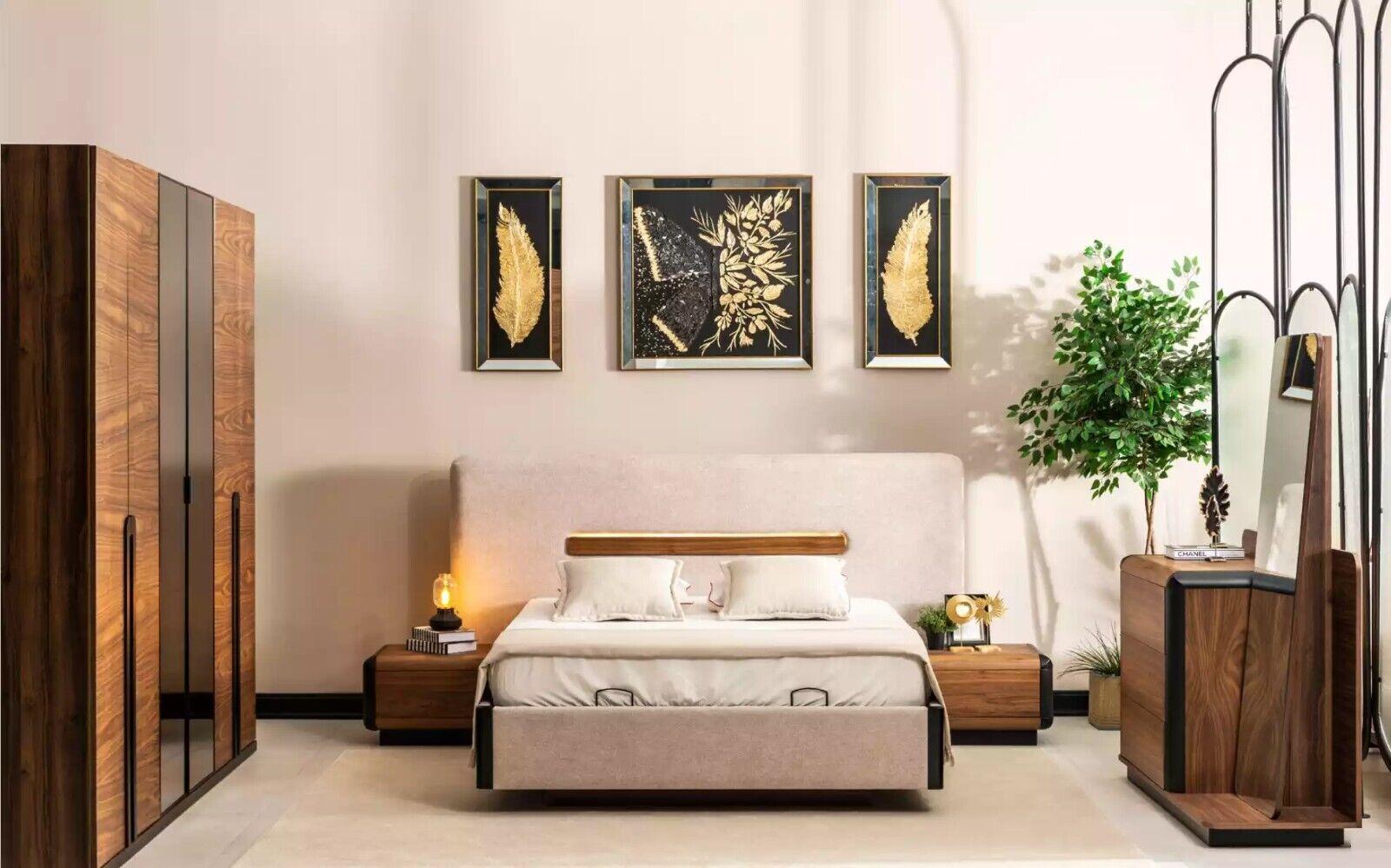 Bed+2x bedside tables 5-piece bedroom set designer luxury bedroom