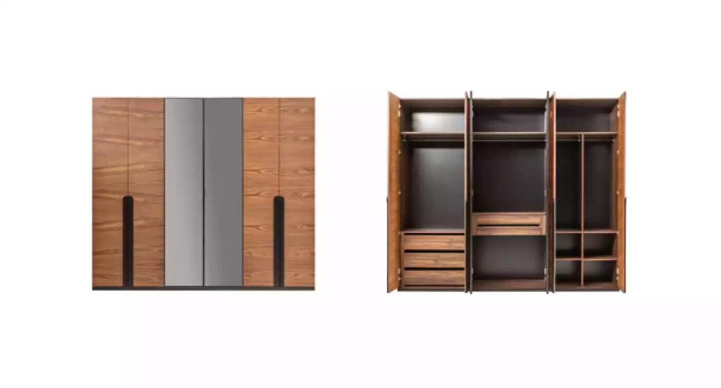 Wardrobe brown wood furniture design luxury bedroom wardrobe