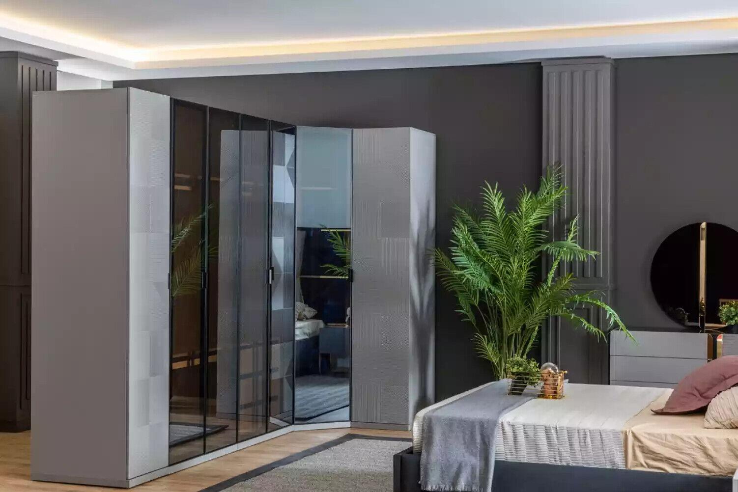 Corner wardrobe Wardrobe luxury wood design furniture bedroom grey