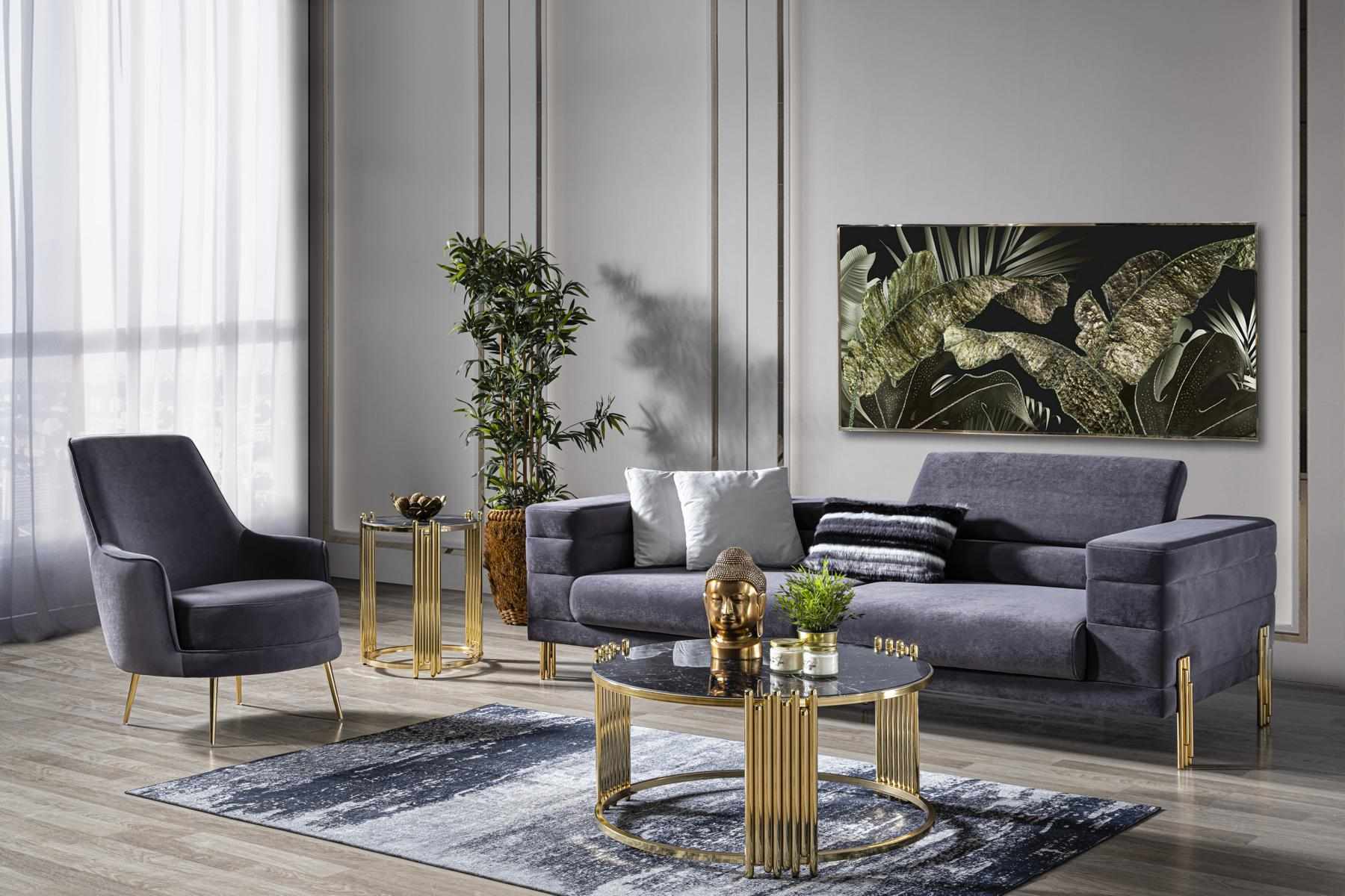 Sofa Set 3+1 Seater Set Design Upholstery Couches Modern New Blue