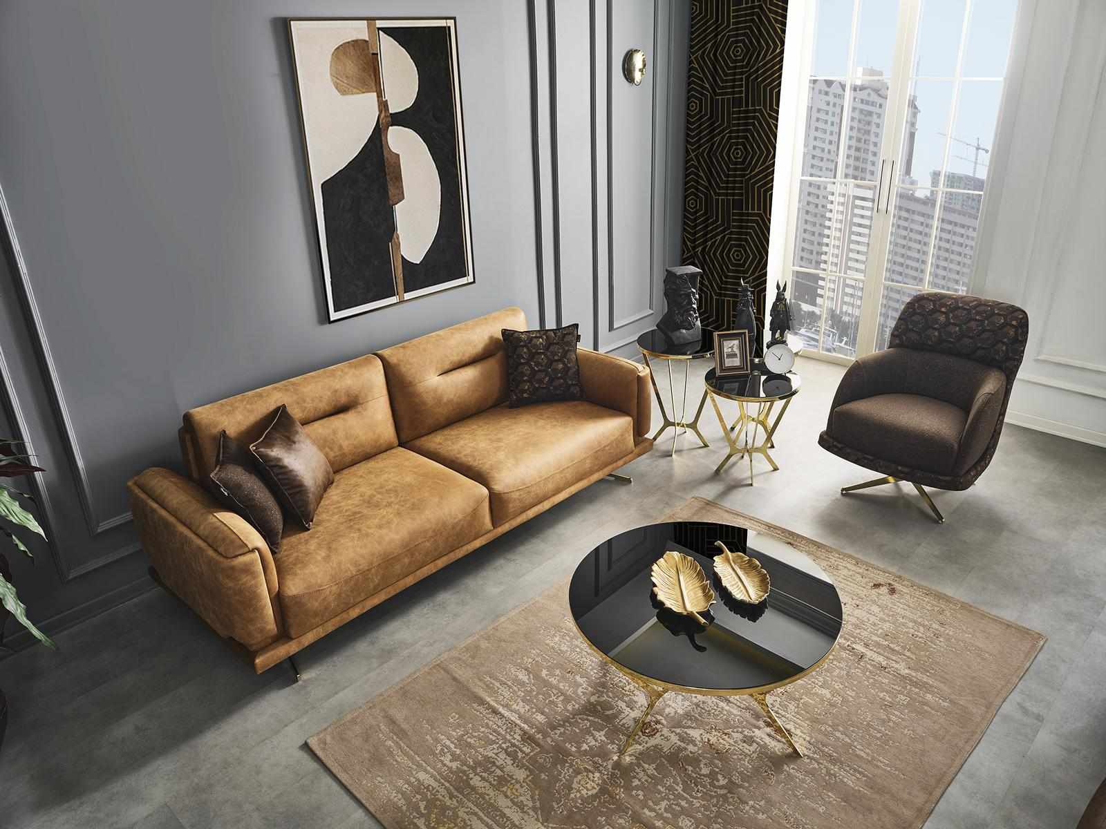 Sofa Set Sofa 31 Seater Armchair Furniture Luxury Design New Brown