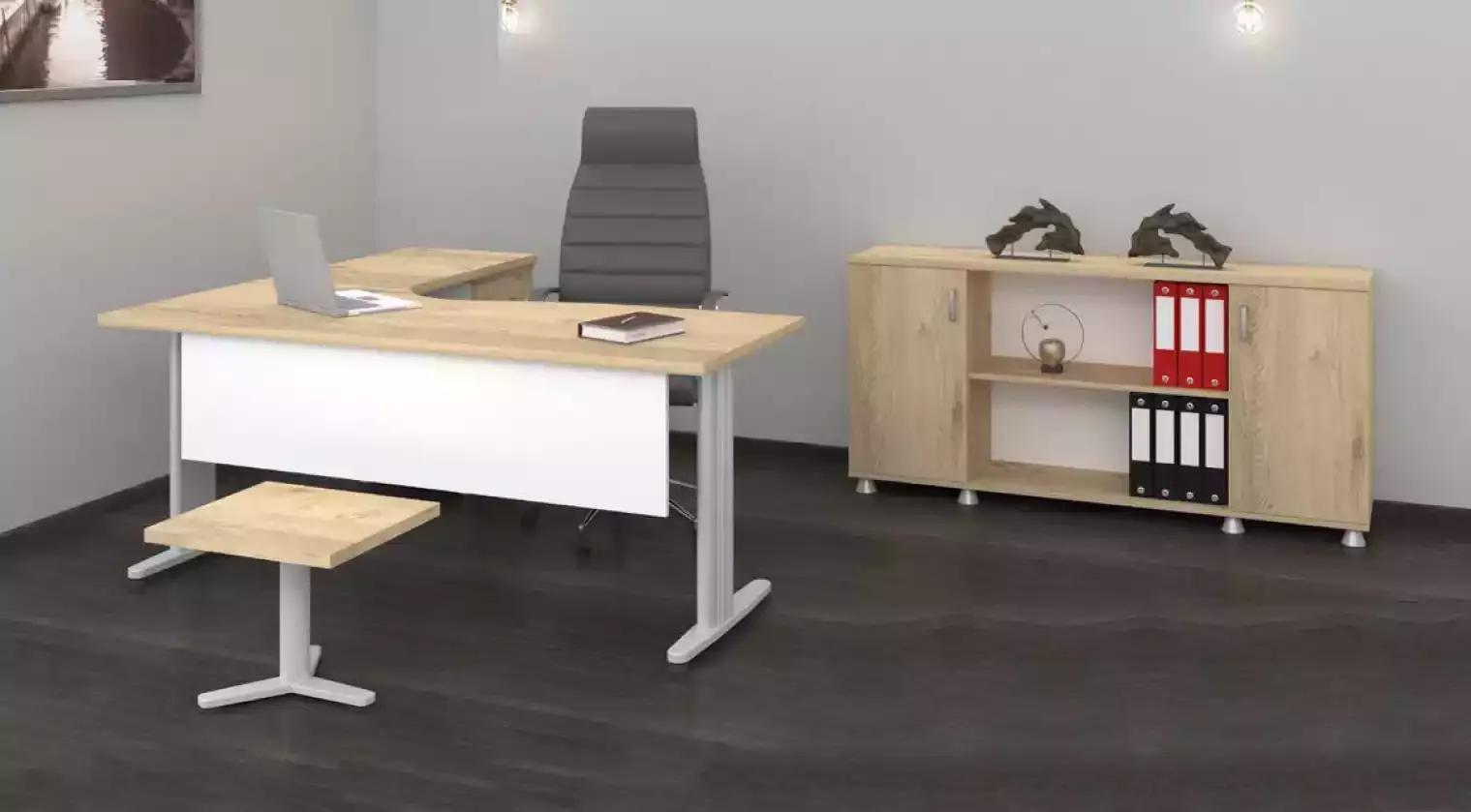 Corner desk office study modern complete set furniture 3pcs