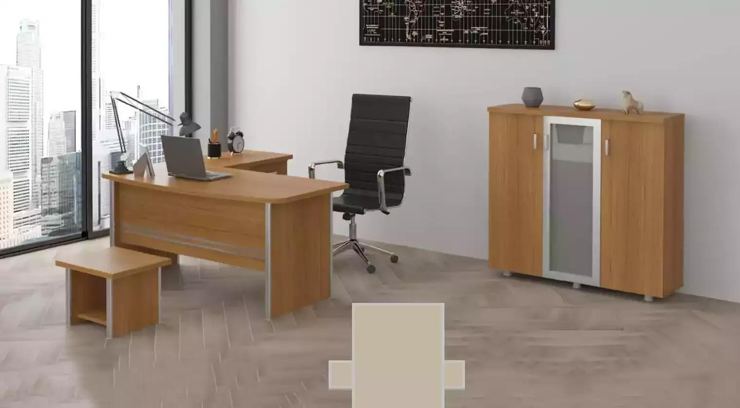 Complete office furniture set filing cabinets corner writing table 3pcs