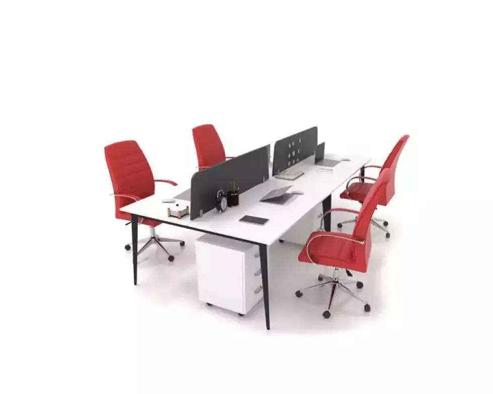 Large White Work Table Desk Ensemble Office Furnishings Modern