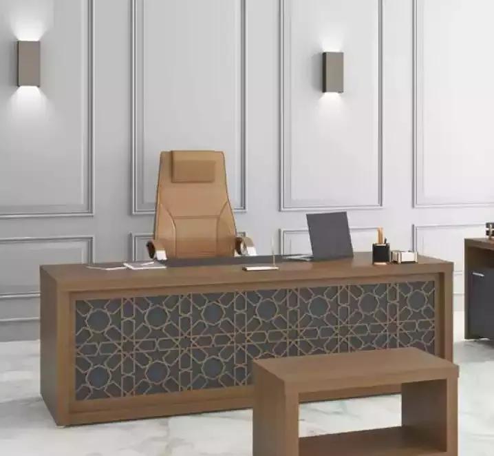 Classic desk study table wooden furniture Office 220x90cm