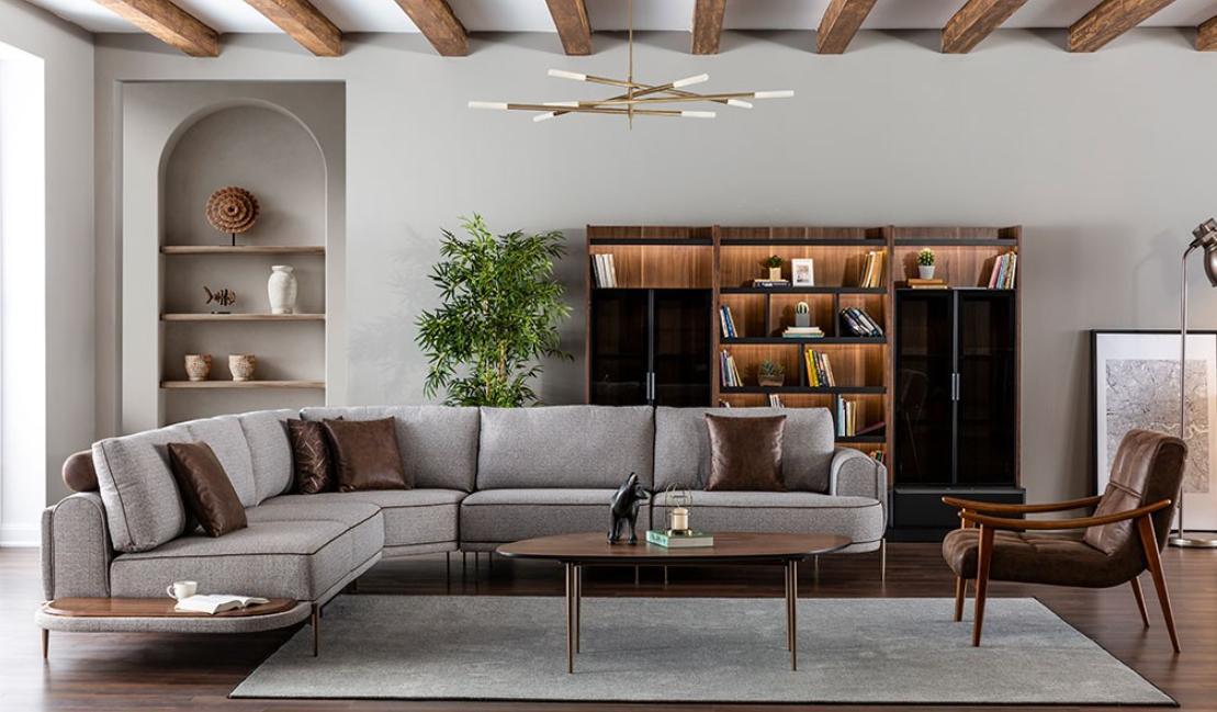 Corner sofa fabric sofa L-shape sofa fabric sofas grey modern table living area