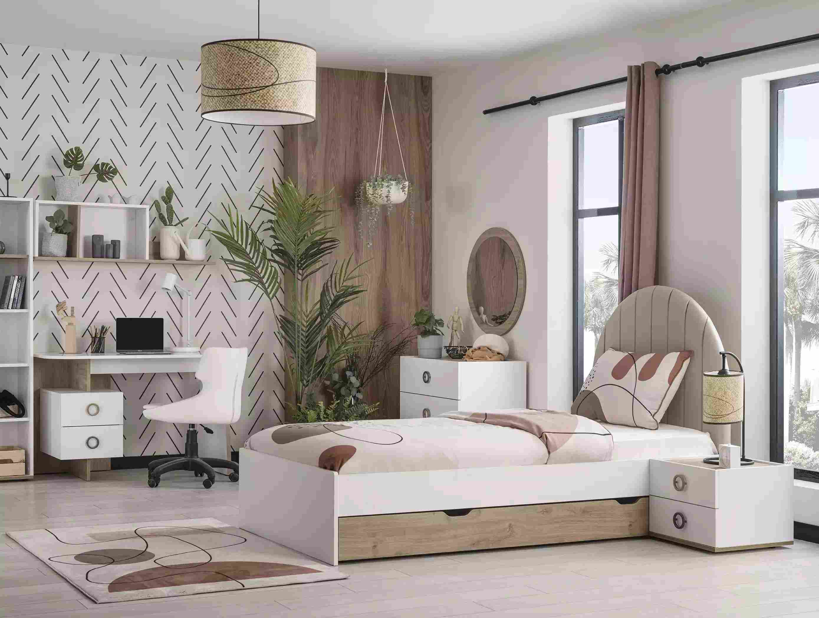 Bed frame children\'s bed children\'s furniture children\'s room bed wood white modern