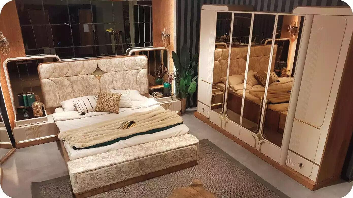 Set Luxury Bedroom Double Bed Bed Set 4pcs Beige Modern