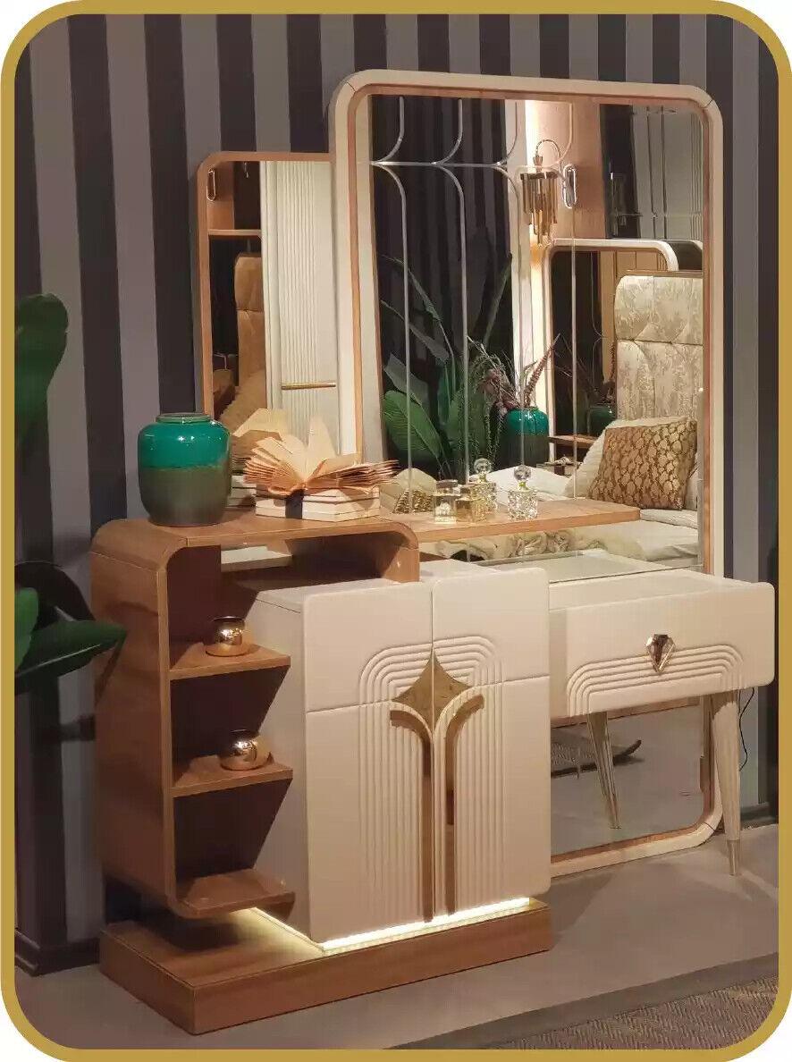 Design dressing table mirror beige console table luxury bedroom