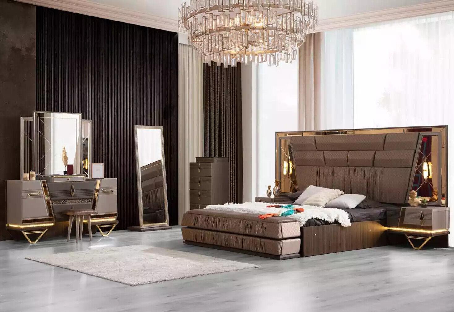 Double bed Dressing table Bedroom Set Bed Set 6pcs Beige New