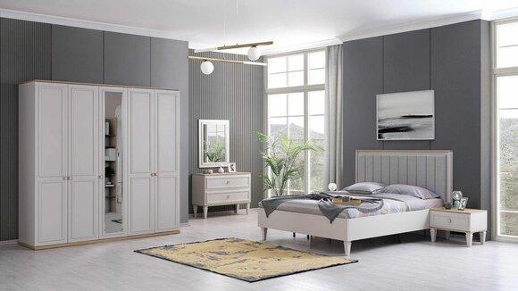 Complete bedroom furniture Modern beds wood 6pc bedroom Grey