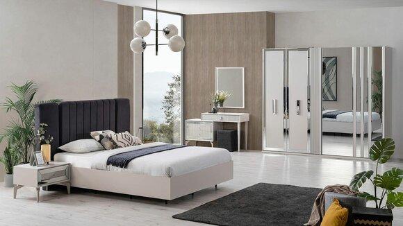Large Bedroom Set Double Bed Bed Wood Set 7pcs White Modern