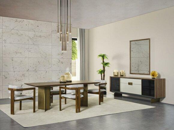 Dining area Dining set Dining table set 9 pcs Dining room Brown wood New