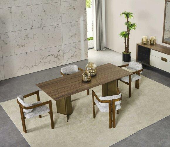Dining set Dining table Dining area Dining set 7 pcs Dining room Brown wood