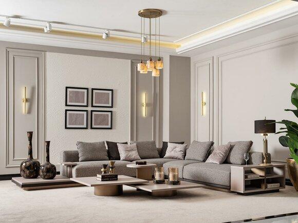 Corner sofa L shape living area upholstered sofa fabric sofa grey modern sofa