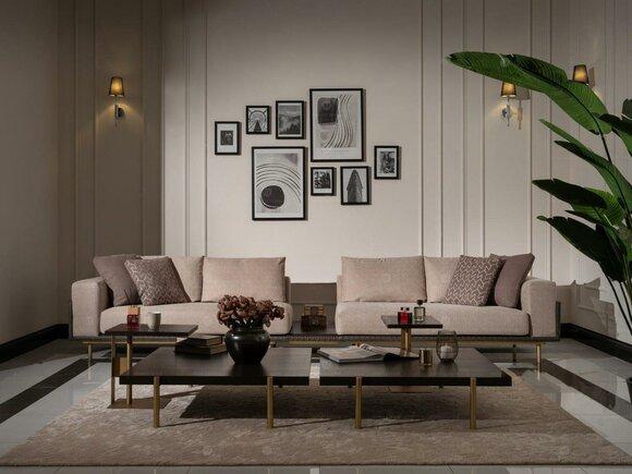 Four seater sofa 4 seater upholstered sofa fabric sofa beige modern table new