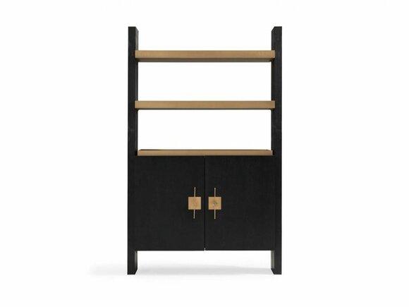 Cupboard with shelves Wooden cupboard Cupboard wood Black Design Gold New