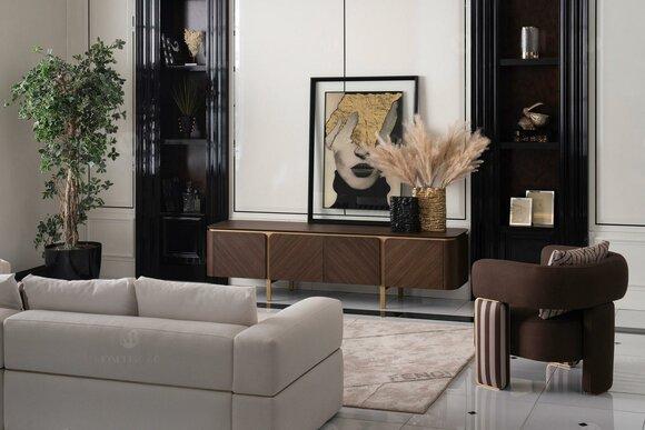 Set corner sofa armchair fabric sofa RTV lowboard beige modern 3-piece set