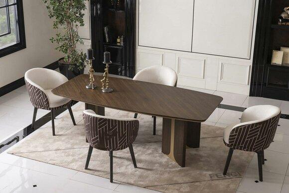 Dining set Dining area Dining room Dining table Chairs set 7 pcs Brown wood group