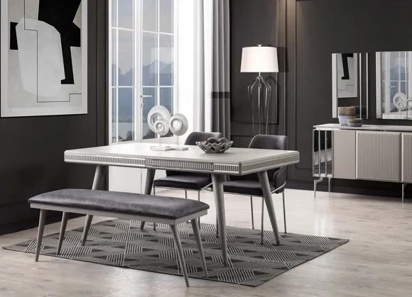 Dining set Dining room furniture Dining table chairs 6 pcs Gray