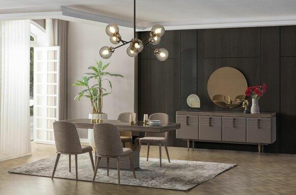 Dining set Dining area Dining room Dining table Chairs Grey Wood Set 9 pcs Modern