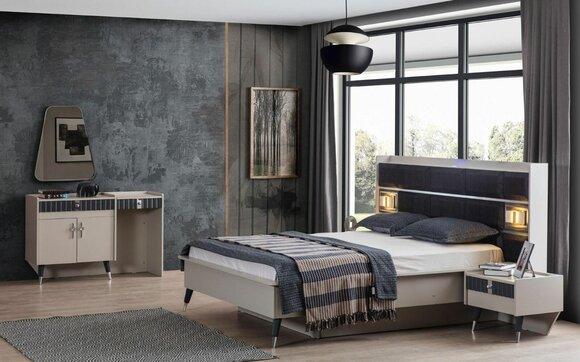 Bedroom set luxury bed designer dressing table console 5pc set
