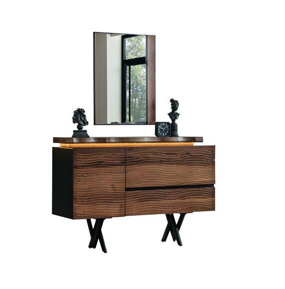 Exclusive dressing table mirror wood vanity table brown luxury console