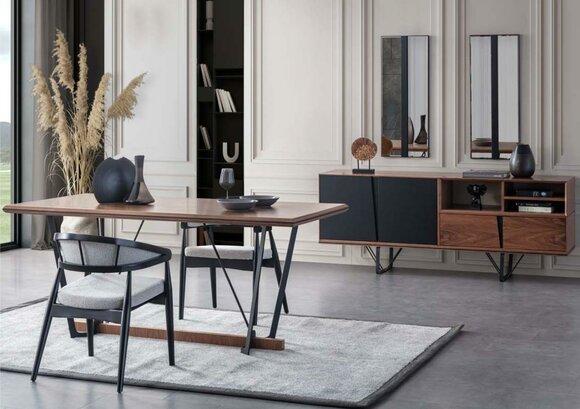 Dining Set Dining Room Dining Table Set 2pcs Sideboard Dining Table Brown Wood