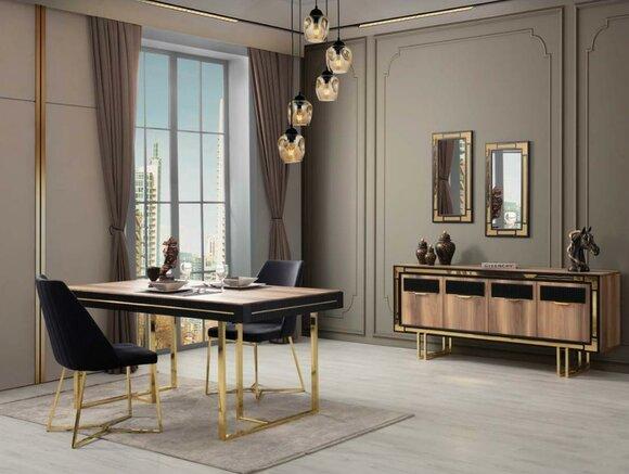 Dining Room Furniture Dining Table Brown 2pcs Sideboard Dining Room Table Wood Table