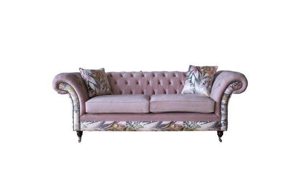 Rosane Chesterfield Three Seater Pink Sofa 3 Seat Sofa Design Furniture Textile