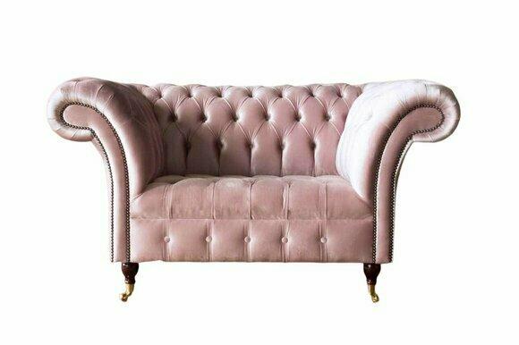 Pink Armchair 1 Seater Sofa Upholstery Design Luxury Fabric Sofas Chesterfield Textile