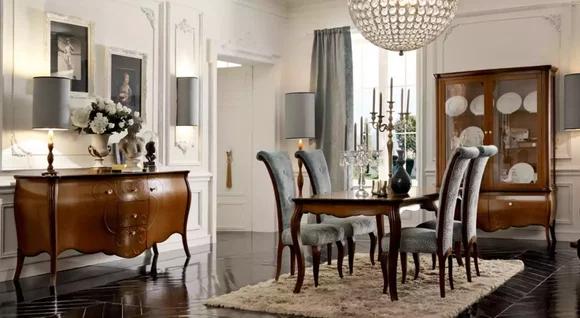 Complete Set Dining Table 4x Chairs Dining Room Set Group Wood Display Cabinet 7tlg